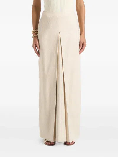 Manière De Voir Regine Box-pleat Maxi Skirt In Neutral