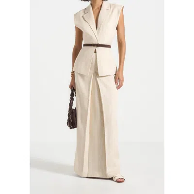 Manière De Voir Regine Linen A-line Maxi Skirt In Neutral