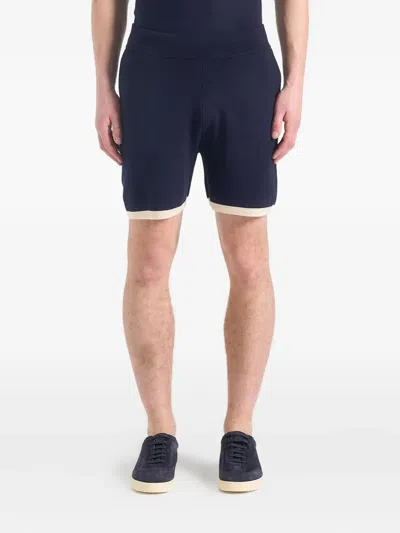 Manière De Voir Regis Contrast-knit Shorts In Blue