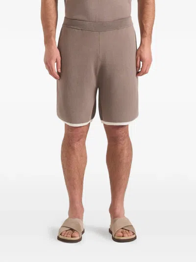 Manière De Voir Regis Contrast Detail Knit Shorts In Neutral