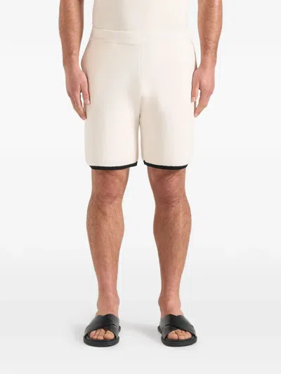 Manière De Voir Regis Contrast Detail Knit Shorts In Yellow