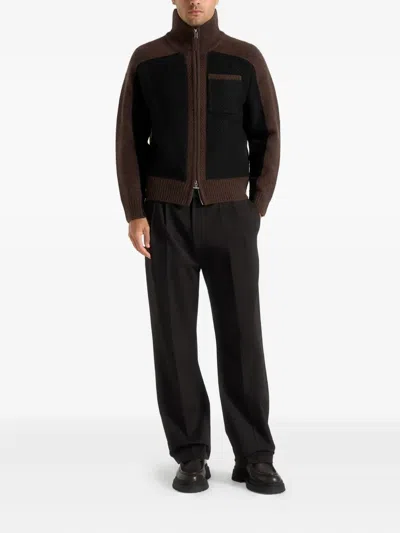 Manière De Voir René Zip-up Cardigan In Brown