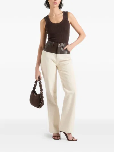 Manière De Voir Renee Contrasting-panel Jeans In Neutral