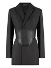 Manière De Voir Reversible-corset Blazer Mini Dress In Black