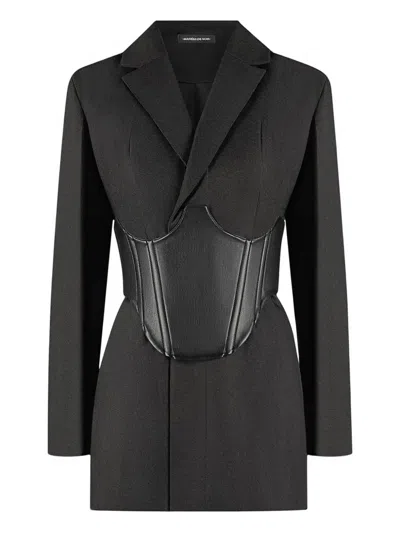 Manière De Voir Reversible-corset Blazer Mini Dress In Black