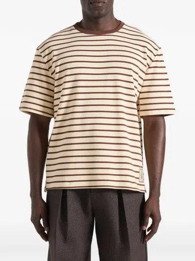 Manière De Voir Riley Striped Crew-neck T-shirt In Neutral