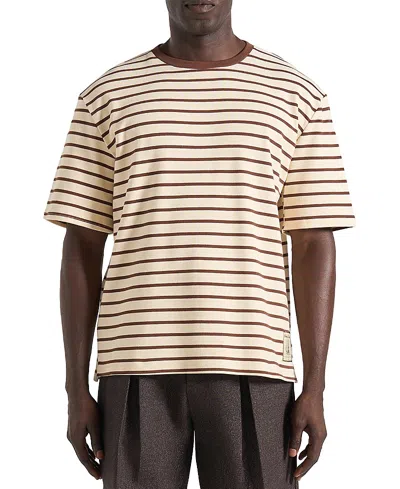 Manière De Voir Riley Unisex Striped Relaxed Fit Cotton T-shirt In White