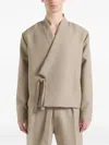 Manière De Voir Robin Textured-kimono Wrap Jacket In Neutral
