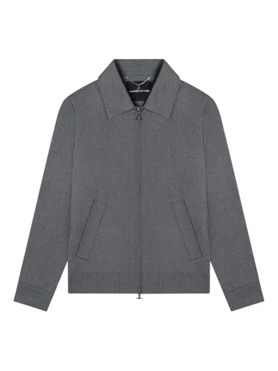 Manière De Voir Roger Zip-up Shirt Jacket In Gray