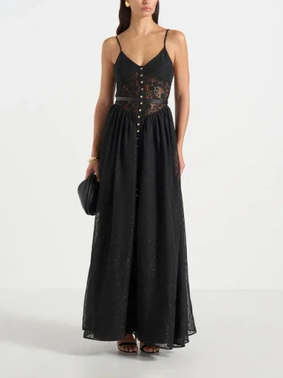 Manière De Voir Rosie Lace Corset Maxi Dress In Black