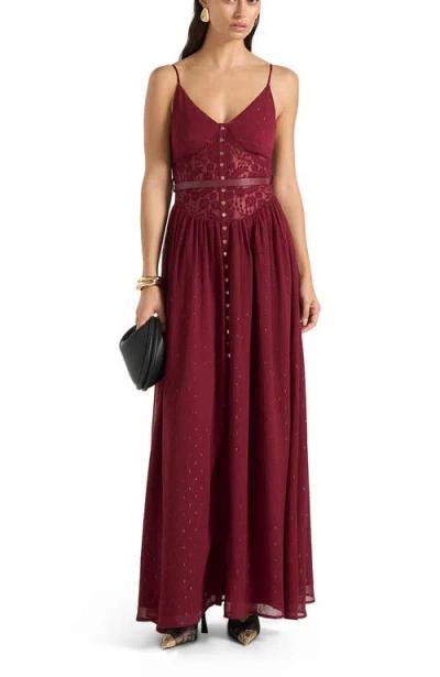 Manière De Voir Rosie Lace Corset Maxi Dress In Brown