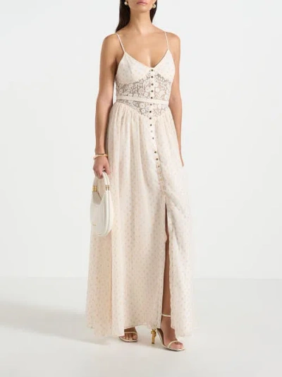 Manière De Voir Rosie Lace Corset Maxi Dress In Neutral