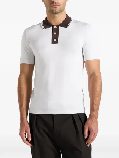 Manière De Voir Roux Contrast-collar Polo Shirt In Neutral