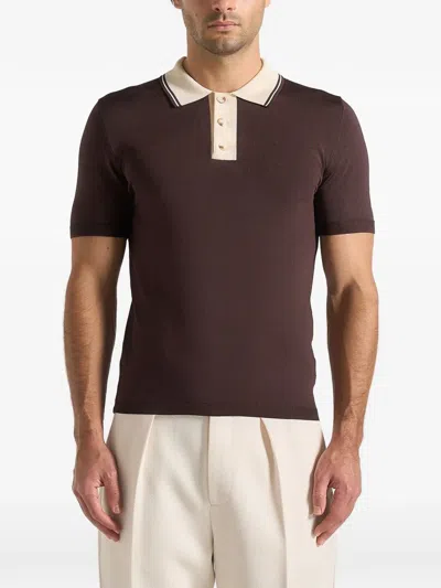 Manière De Voir Roux Contrast-detail Polo Shirt In Brown