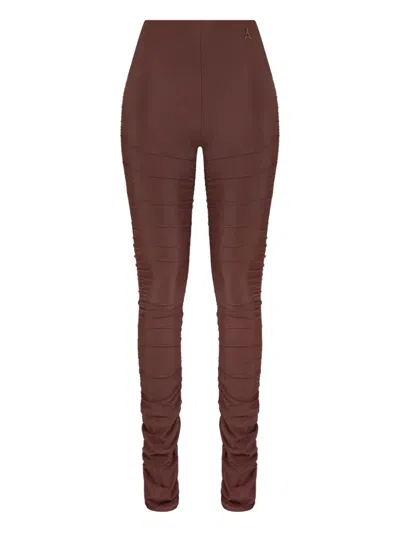 Manière De Voir Ruched Leggings In Brown