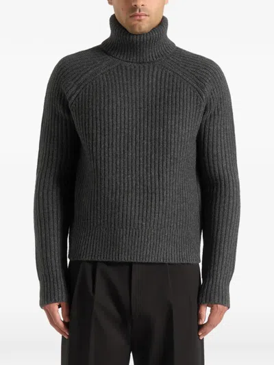 Manière De Voir Rudy Roll-neck Sweater In Black