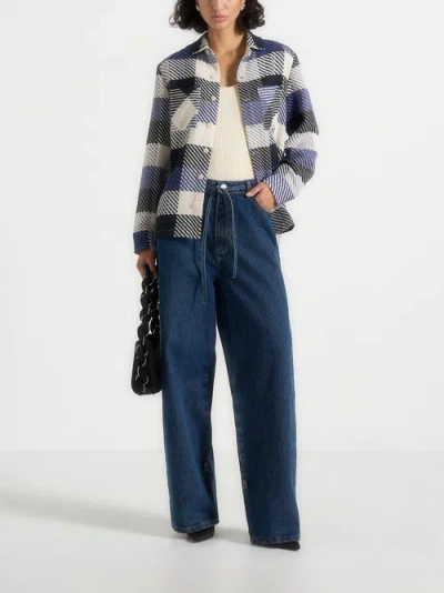 Manière De Voir Rune Unisex Check Overshirt In Blue