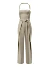Manière De Voir Sabine Pleated Belted Jumpsuit In Neutral