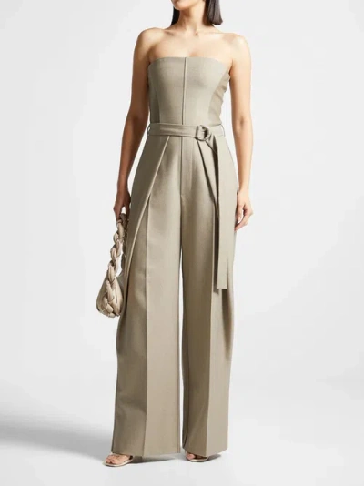 Manière De Voir Sabine Tailored Pleat Jumpsuit With Belt In Nude