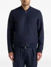 Manière De Voir Sami Ribbed Bomber Jacket In Blue