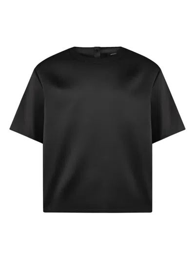 Manière De Voir Satin Crew-neck T-shirt In Black