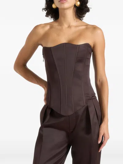 Manière De Voir Scarlett Lace-up Corset In Brown