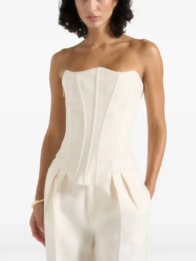 Manière De Voir Scarlett Lace-up Tailored Corset In Neutral