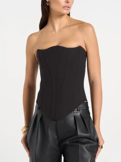 Manière De Voir Scarlett Tailored Lace Up Corset In Black
