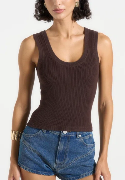 Manière De Voir Scoop Neck Rib Tank In Brown