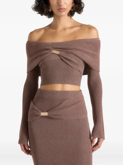Manière De Voir Shana Knit Top In Brown