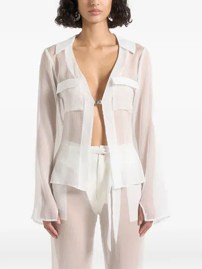 Manière De Voir Sheer Shirt With Clasp In White