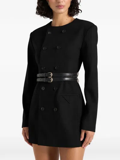 Manière De Voir Sierra Double-breasted Belted Blazer Dress In Black
