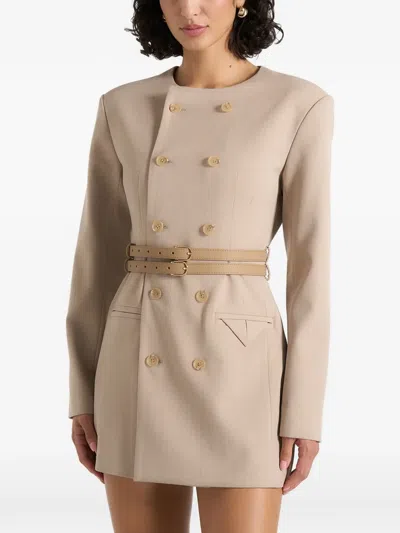 Manière De Voir Sierra Double Breasted Belted Blazer Dress In Neutral