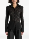 Manière De Voir Sila Lace Flared-sleeve Shirt In Black