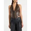 Manière De Voir Sloane Python-print Halterneck Corset Top In Brown
