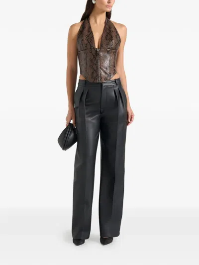 Manière De Voir Sloane Python-print Halterneck Corset Top In Brown