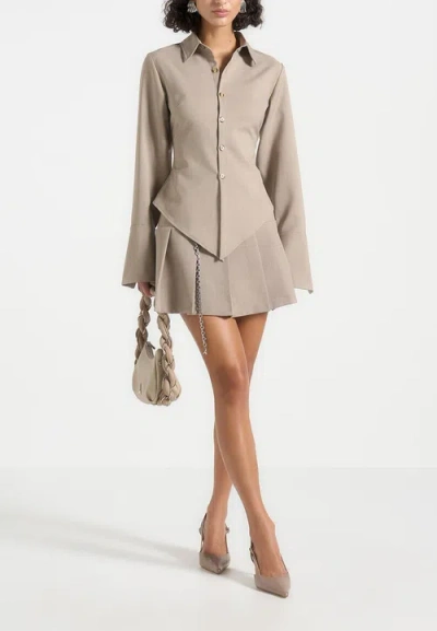 Manière De Voir Sonia Asymmetric Tailored Shirt In Neutral