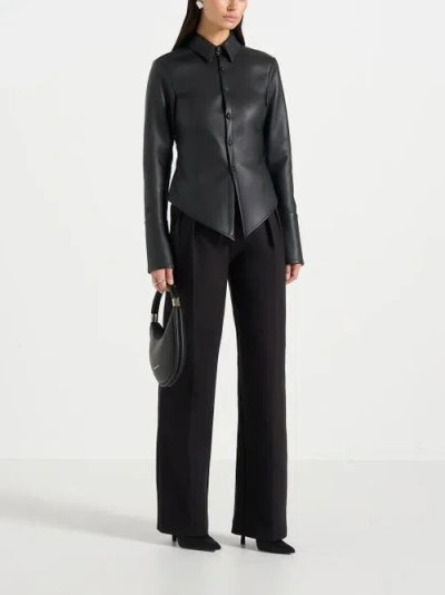Manière De Voir Sonia Leather Cinch Shirt In Black