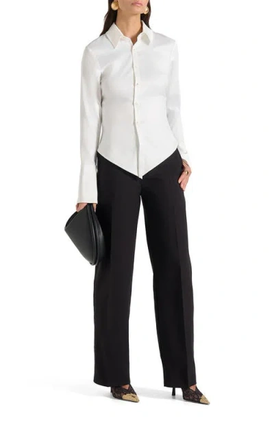 Manière De Voir Sonia Satin Cinch Shirt In Neutral