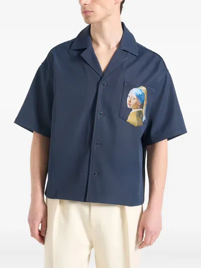 Manière De Voir Stephane Pocket Shirt In Blue