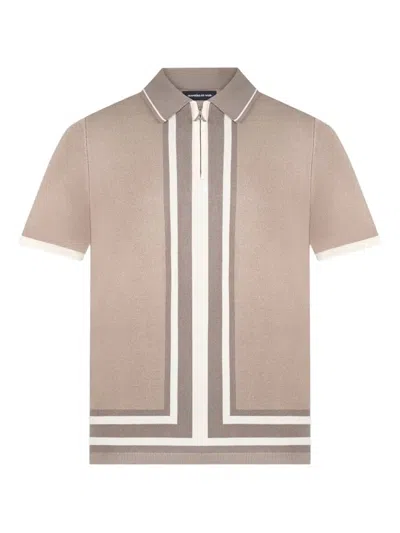 Manière De Voir Stripe-detailed Polo Shirt In Brown