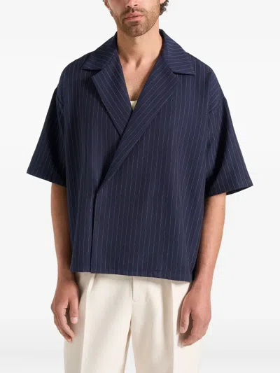 Manière De Voir Stripe-pattern Shirt In Blue