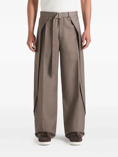Manière De Voir Stripe-pattern Trousers In Brown