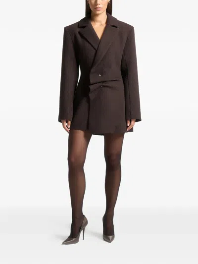 Manière De Voir Sylvie Blazer Mini Dress In Brown