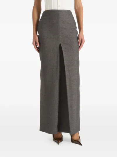 Manière De Voir Tailored Box-pleat Skirt In Gray