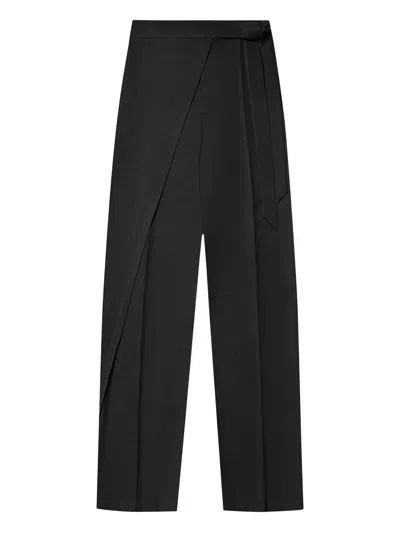 Manière De Voir Tailored Wrap Trousers In Black