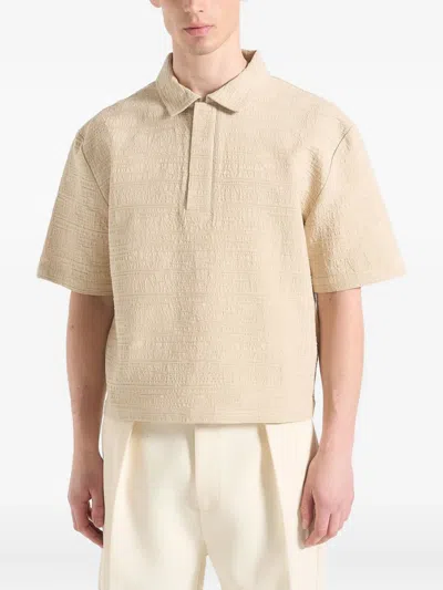 Manière De Voir Textured Polo Shirt In Neutral