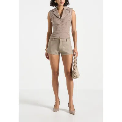 Manière De Voir Thea Mesh Ruched Waistcoat In Gray