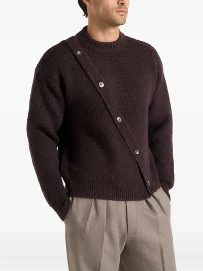 Manière De Voir Theo Asymmetric Sweater In Burgundy