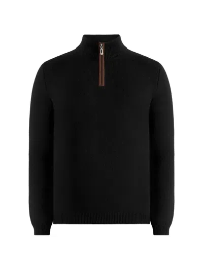 Manière De Voir Torin Quarter Zip Knit Jumper In Black
